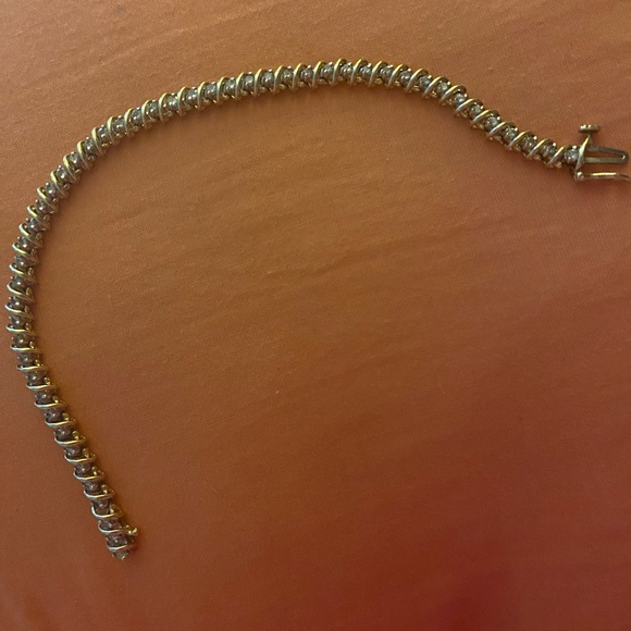 14K Yellow genuine Gold with 3ct TW Diamond Tennis Bracelet 7.7 inch length - Picture 9 of 11